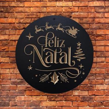 Imagem de Feliz Natal Decoração De Natal Placa decorativa Enfeite Natalino 45x45 (Preto)