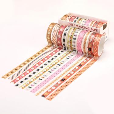 Imagem de Conjunto de adesivos Washi com 10 rolos de 2 metros, adesivos decorativos para artes faça-você-mesmo artesanato material de diário scrapbook cartão embrulho