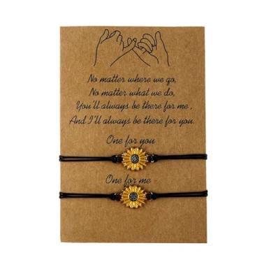 Imagem de Presentes de aniversário de Natal para melhores amigos, casais, pulseira de girassol para mulheres e homens, pulseiras de compromisso rosa para namorado e namorada Besties Forever