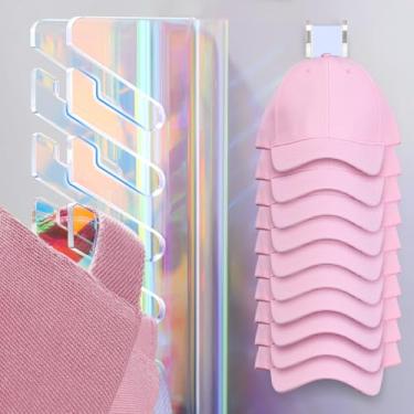 Imagem de 2 pacotes de suporte de chapéu de acrílico na parede - organizador de boné de beisebol sem broca para parede, adesivo forte, suporte para chapéu, suporte para armário, porta, quarto, organização