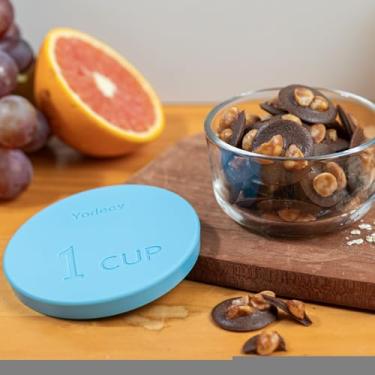 Imagem de 2 peças, 1 xícara de tampas de silicone azul para pirex e âncora de vidro 7202-PC, 1 xícara, tampas de 9,7 cm de diâmetro (azul)