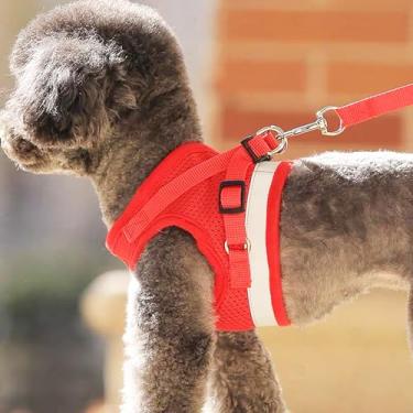 Imagem de Peitoral para cães Step-in Air – malha para todos os climas, refletivo, sem puxar para cães pequenos, médios e gatos – Seguro com fecho de velcro, fivela, anéis D duplos, grande, vermelho