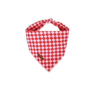 Imagem de UP URARA PUP Bandana xadrez vermelha e rosa para cães – Cachecol triangular xadrez vermelho e rosa para cães pequenos, médios e grandes, babador de algodão macio para cães, lenço ajustável para cães