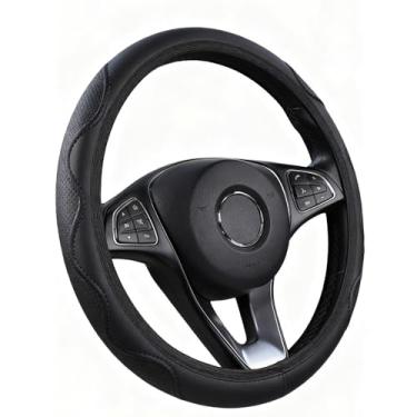 Imagem de Capa de volante de couro de microfibra premium, aderência antiderrapante universal para a maioria dos carros, sedãs, SUVs, caminhões - fácil instalação, confortável e respirável