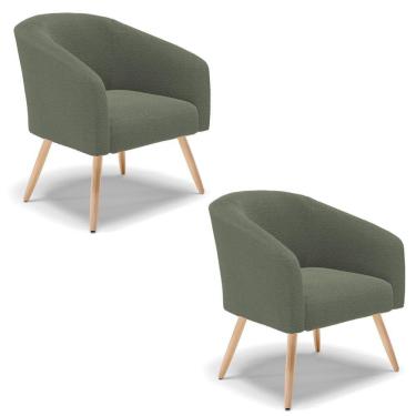 Imagem de Cadeira Sala De Jantar Pé Palito Natural Kit 2 Stella Bouclê D03 - D'rossi Cor Verde Pistache