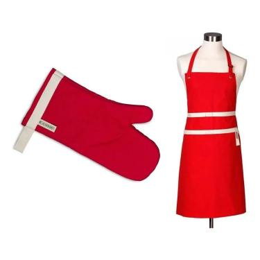 Imagem de KIT AVENTAL PARA CHEF E LUVA ALGODÃO PARA FORNO LE CREUSET