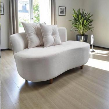 Imagem de Namoradeira Sofá Feijão Suria Orgânica Bouclé Bege - Mansão Decor