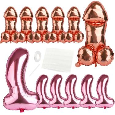 Imagem de 12 peças de balões de despedida de solteira, brindes infláveis engraçados de despedida de solteira, com cachimbo, fita de balão, cola de pontos, presente engraçado para despedida de solteira e noivado