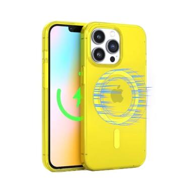 Imagem de FELONY CASE - Capa de telefone transparente amarelo neon para iPhone 15 Pro Max, compatível com MagSafe - Capas protetoras à prova de choque de 360° projetadas para Apple iPhone 15 Pro Max