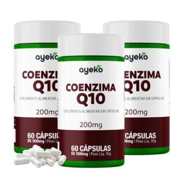 Imagem de 3X Coenzima Q10 200mg Alta Concentração + Vitamina E 60caps Ayeko