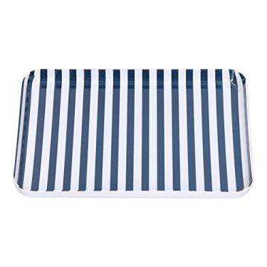 Imagem de Acouto Bandeja de Servir Extra Grande Bandeja de Frutas Em Melamina Listra Branca Azul Melamina Segura e Ecologicamente Correta Travessa de Sobremesa Colorida para Restaurantes Pratos, e Travessas