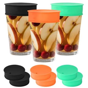 Imagem de PEOVLVN 6 capas de copos para bebidas para segurança, capas de silicone para bebidas com orifício de palha, protetor de bebida reutilizável para mulheres, café, chá, canecas de cerveja, tampas de