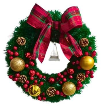 Imagem de Guirlanda Natal Luxo Reforçada 37cm - Enfeite de Porta com Pinhas Douradas/Prata e Decoração Completa