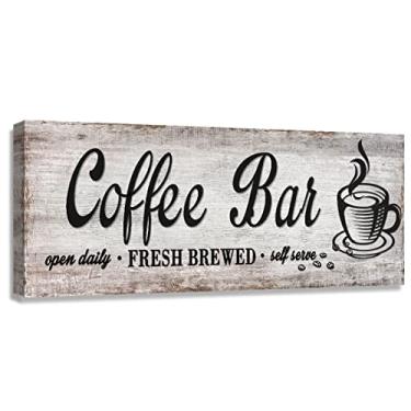 Imagem de Decoração de estação de café de grão de madeira rústica - placas de café retrô para cozinha - self-service fresco fabricado aberto diariamente, placa grande para pendurar na parede de fazenda 30 x 91