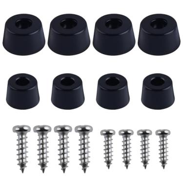 Imagem de 16 peças de pés de tábua de corte de borracha com arruela inoxidável e parafusos pretos redondos antiderrapantes pés de borracha