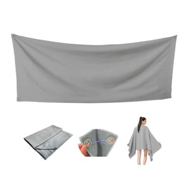 Imagem de Toalha de praia magnética atualizada, tamanho grande, microfibra de secagem rápida, com cantos magnéticos, portátil com bolsa de armazenamento, para natação, academia, acampamento (cinza)