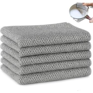 Imagem de Pano multiuso para lavar louça - 5 peças de panos de prato sem arranhões | Panos de limpeza de microfibra de camada dupla | Pano de arame de metal de aço reutilizável pano de limpeza milagroso para