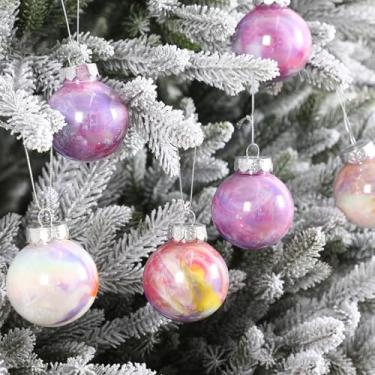 Imagem de Soulchen 24 peças de enfeites iridescentes de Natal de 5 cm de plástico arco-íris, bola gradiente, decoração de árvore de Natal, bolhas falsas, para festas de inverno, decorações de casa