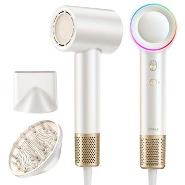 Imagem de Zibtes Secador de cabelo iônico de plasma e secador de cabelo, motor sem escova de alta velocidade 110.000 RPM, íons negativos para secagem rápida e controle de frizz, bocal magnético e difusor de