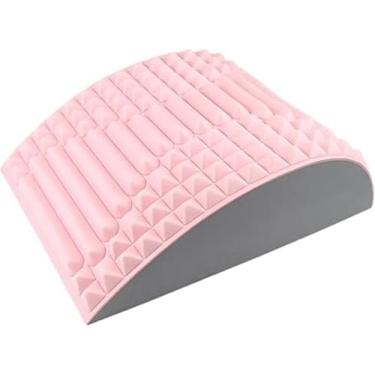 Imagem de Almofada de maca nas costas pescoço massageador de apoio lombar para pescoço cintura hérnia de disco nas costas ferramentas de relaxamento massagem de alívio da dor (Pink)