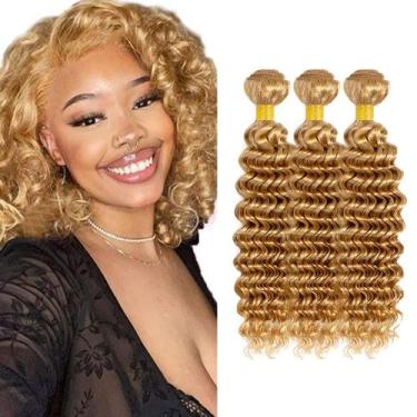Imagem de Pacotes de cabelo LadrxADR Brazilian Remy Blonde Deep Wave 35cm