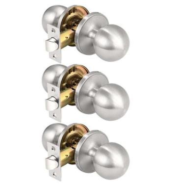 Imagem de Maçaneta de porta KNOBWELL, níquel escovado para passagem, pacote com 