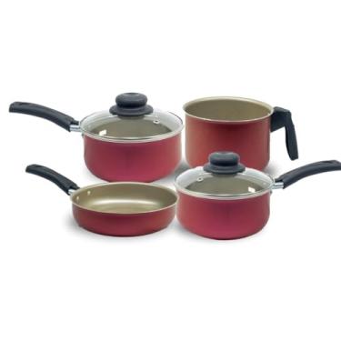 Imagem de Jogo De Panela Kit Conjunto Panelas Veneza Antiaderente Forte 4 Pcs(Creme)