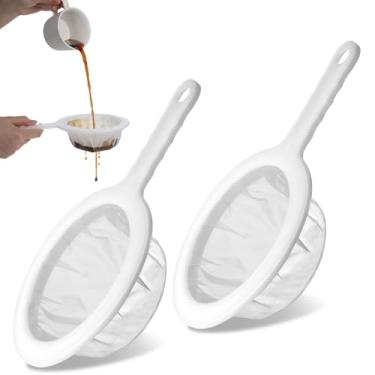 Imagem de Pacote com 2 coadores de malha de nylon ultrafinos com alça 120/200 peneira de malha de plástico para filtragem de suco de iogurte, leite, mel, café, matcha