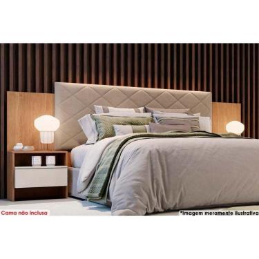 Imagem de Painel Cama Box Madeirado Freijo Cumaru C- Fendi Casal Everest Plus 2 Mesas C- 2 Gavetas Freijo Cumaru C- Fendi - Novo Horizonte