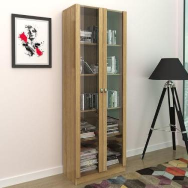 Imagem de Estante Escritório Home Office 2 Portas De Vidro 4 Prateleiras Cannes 