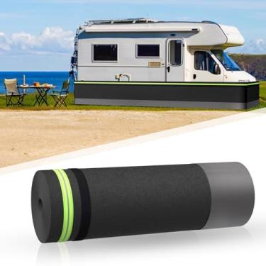 Imagem de Rodapé RV de fácil instalação, saia de roda de viagem para exterior de casa móvel, PVC com placas de metal firmes, capa de roda de armazenamento conveniente para jardim, exterior, quintal (preto, 0,8