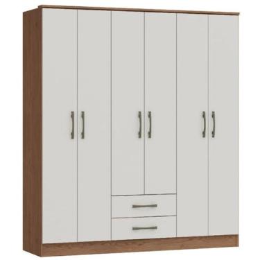 Imagem de Roupeiro Pequim 6 Portas e 2 Gavetas Castro Macadâmia Blanc - Moveis C