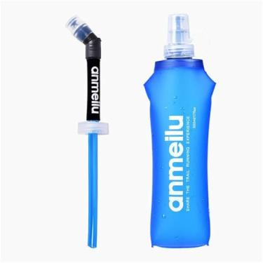 Imagem de 500ml Garrafa de Água Plegável Soft Flask Bebida TPU para Corrida Ciclismo Trekking Hidratação Leve Compacta Operação com Uma Mão Válvula Mordida Boca Larga Reutilizável Flexível
