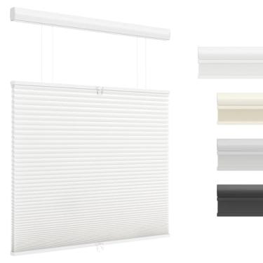 Imagem de UNISHADES Persianas de favo de mel sem fio para janelas internas, tamanho Windows (76 cm L × 162 cm A) cor (branco - filtragem de luz)
