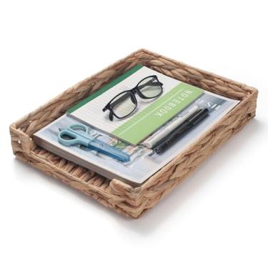 Imagem de Bandeja de cartas de jacinto de água para armazenamento de revistas de documentos A4 organizador de mesa para escritório 33 x 25 x 5,5 cm