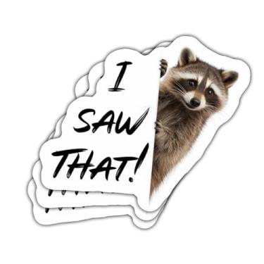 Imagem de (3 peças) Adesivo de parede guaxinim espiando ao redor – I Saw That Funny Meme Vinyl decalque, impermeável para carro, laptop, parede, janela, para-choques, telefone e mais - 12,7 cm
