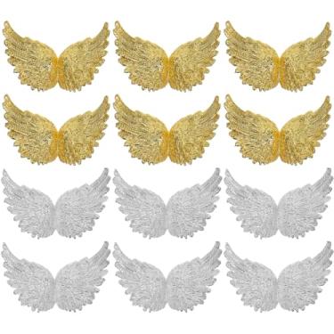 Imagem de TEHAUX 24 mini enfeites de asa de anjo para artesanato e decoração, enfeites de asa de plástico DIY para feriados, festas e decoração de árvore de Natal