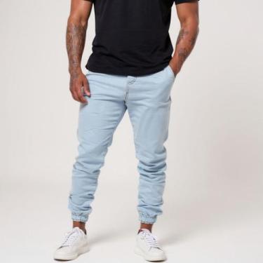 Imagem de Calça Jogger Masculina De Sarja Denim Camuflada Com Punho Cordão De Re