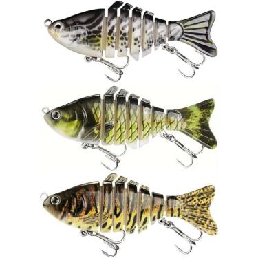 Imagem de Kit 3 Iscas Artificiais 6 Sessões 10cm 18g movimento realista olho 3d-Unissex
