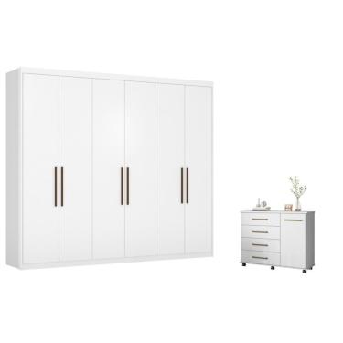 Imagem de Jogo De Quarto Roupeiro E Comoda Agatha Branco