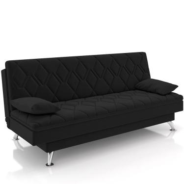 Imagem de Sofá Cama Para Sala De Estar Quarto 193cm Lia M03 Veludo Preto - Lyam Decor