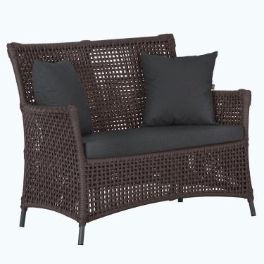 Imagem de 1 Sofá Área Externa Igapó Alumínio Preta Corda Náutica E11 Marrom