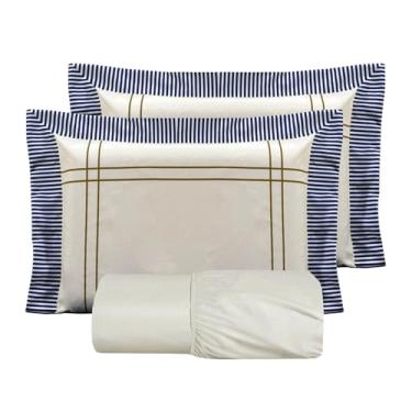 Imagem de Jogo de Lençol Solteiro 02 Pçs, Casal Padrão, Queen ou King 03 Peças Percal 180 Fios Porcelana (Casal Padrão 03 Peças)