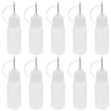 Imagem de Alipis 10 frascos aplicadores de ponta de precisão: garrafa de aperto de ponta de agulha de 10 ml - aplicador de plástico para cola, líquido, faça você mesmo, pintura artesanal