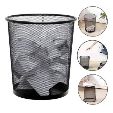 Imagem de Lixeira Aramada Decorativa Preto 10l Telado Vazado Escritorio Sala Consultorio Metal Design Moderno E Robusto