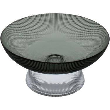 Imagem de Centro De Mesa Fruteira Home&co Com Pé Vidro 12x25x25cm Fumê