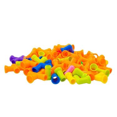 Imagem de Brinquedo De Montar Interativo Plástico Blocos Infantil Coloridos Tubos Pequenos Canos Encaixar Com 72 Peças