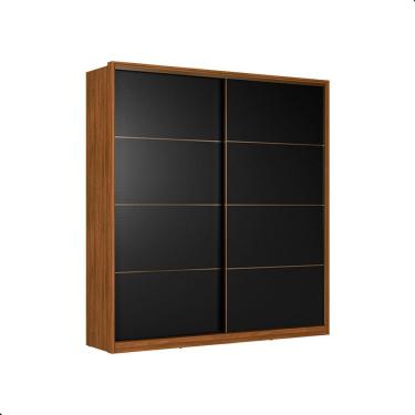 Imagem de Guarda Roupa Casal 2 Portas Madri Nogueira Preto Prime
