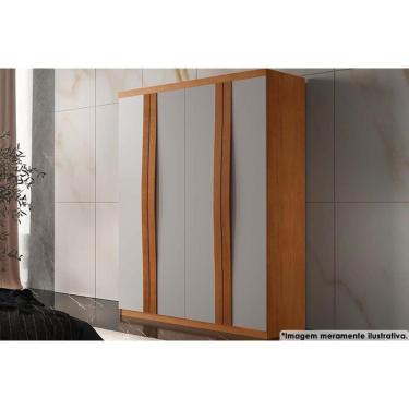 Imagem de Guarda Roupa 4 Portas E 2 Gavetas Grécia Naturale/off White - Rufato