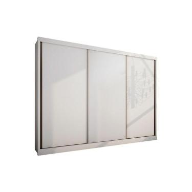 Imagem de Guarda Roupas 3 Portas De Correr E 4 Gavetas Diamond Plus Branco - Novo Horizonte